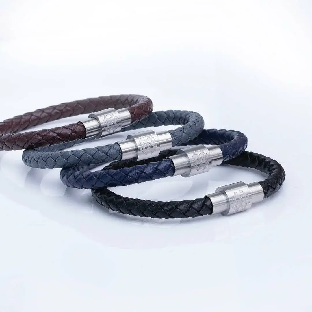 Silver Glamira Woven Leather Bracelet