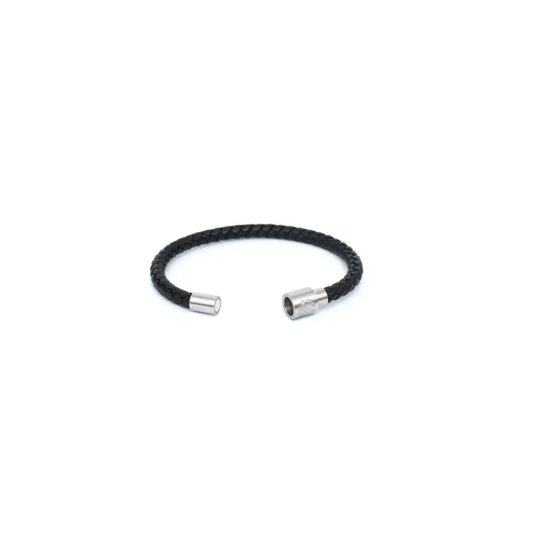 Silver Glamira Woven Leather Bracelet