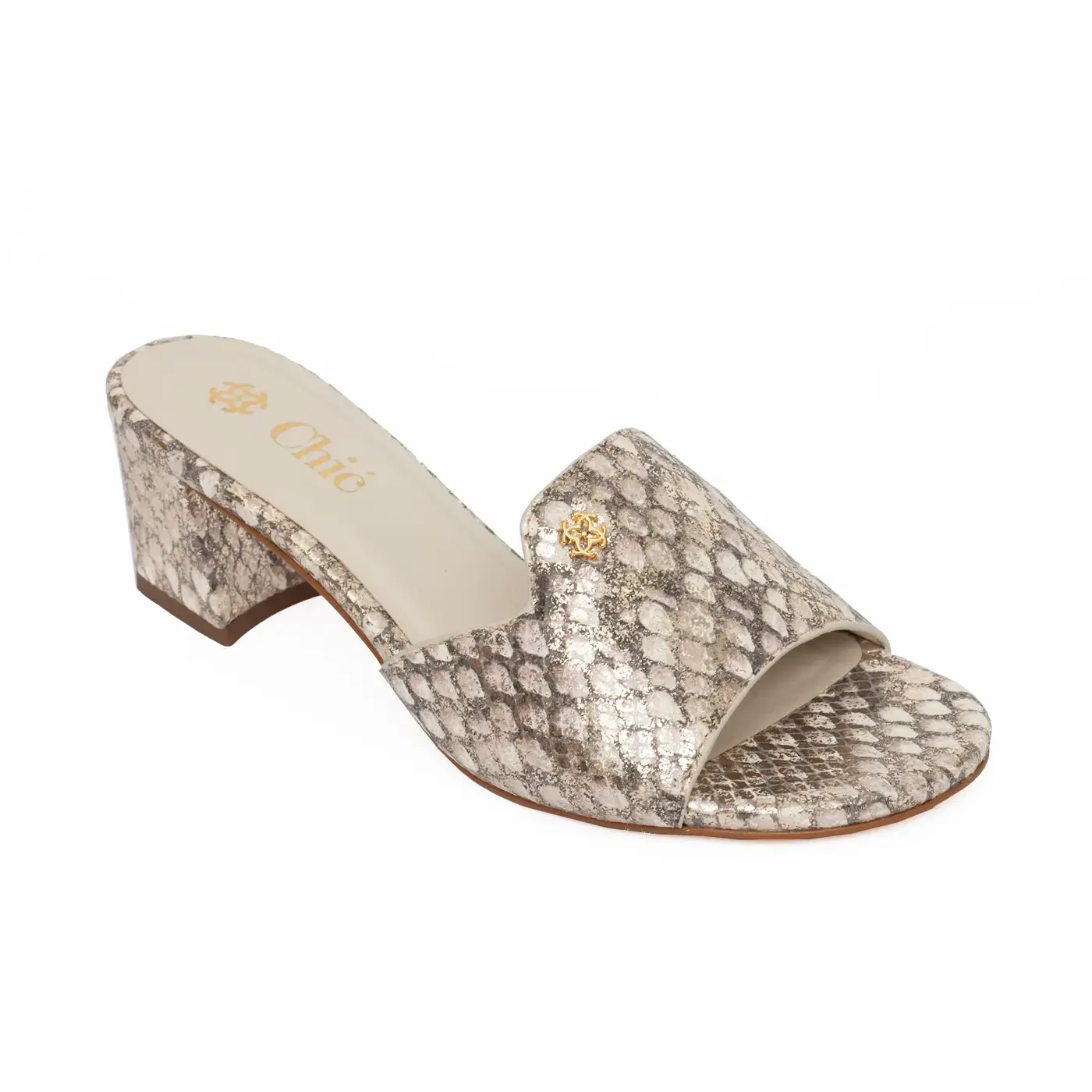 Snake Printed Leather with Metallic Details