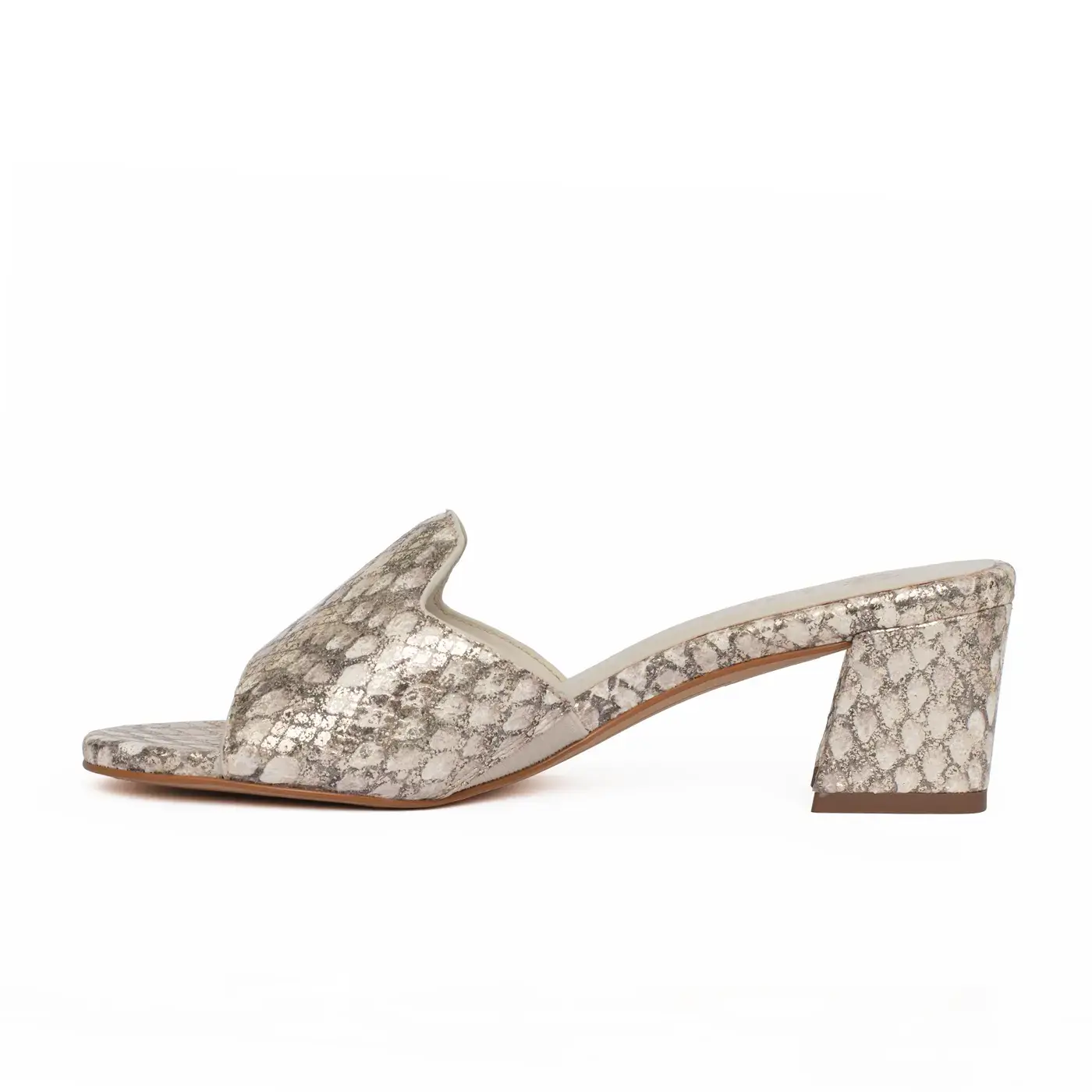 Snake Printed Leather with Metallic Details