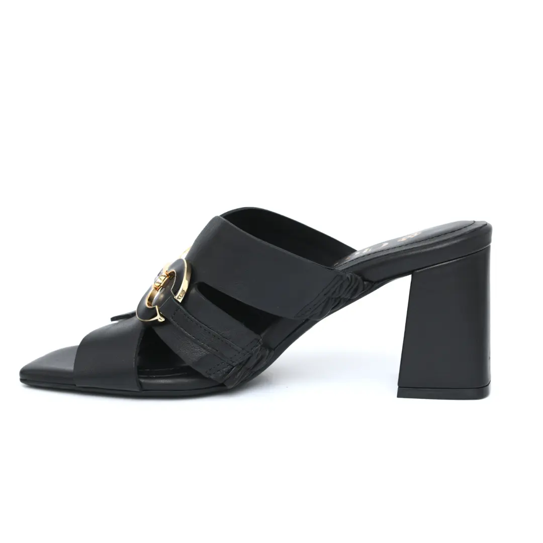 Block Heel Slippers with Chic Buckle