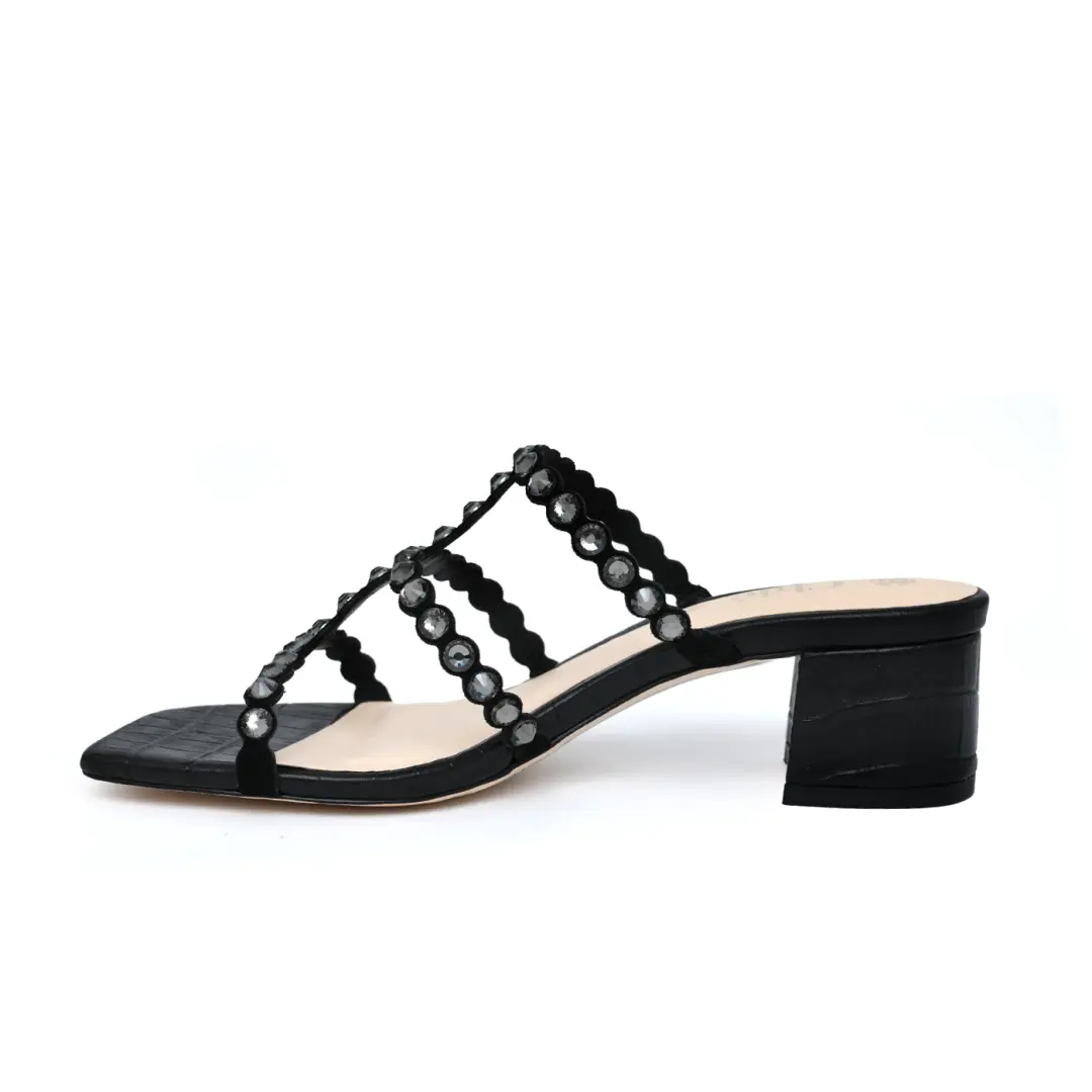 Classic Block Heel with Crystals
