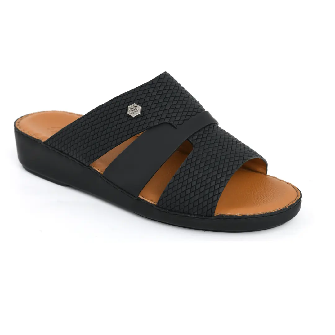 Modern Leather Slippers with Chic Pin