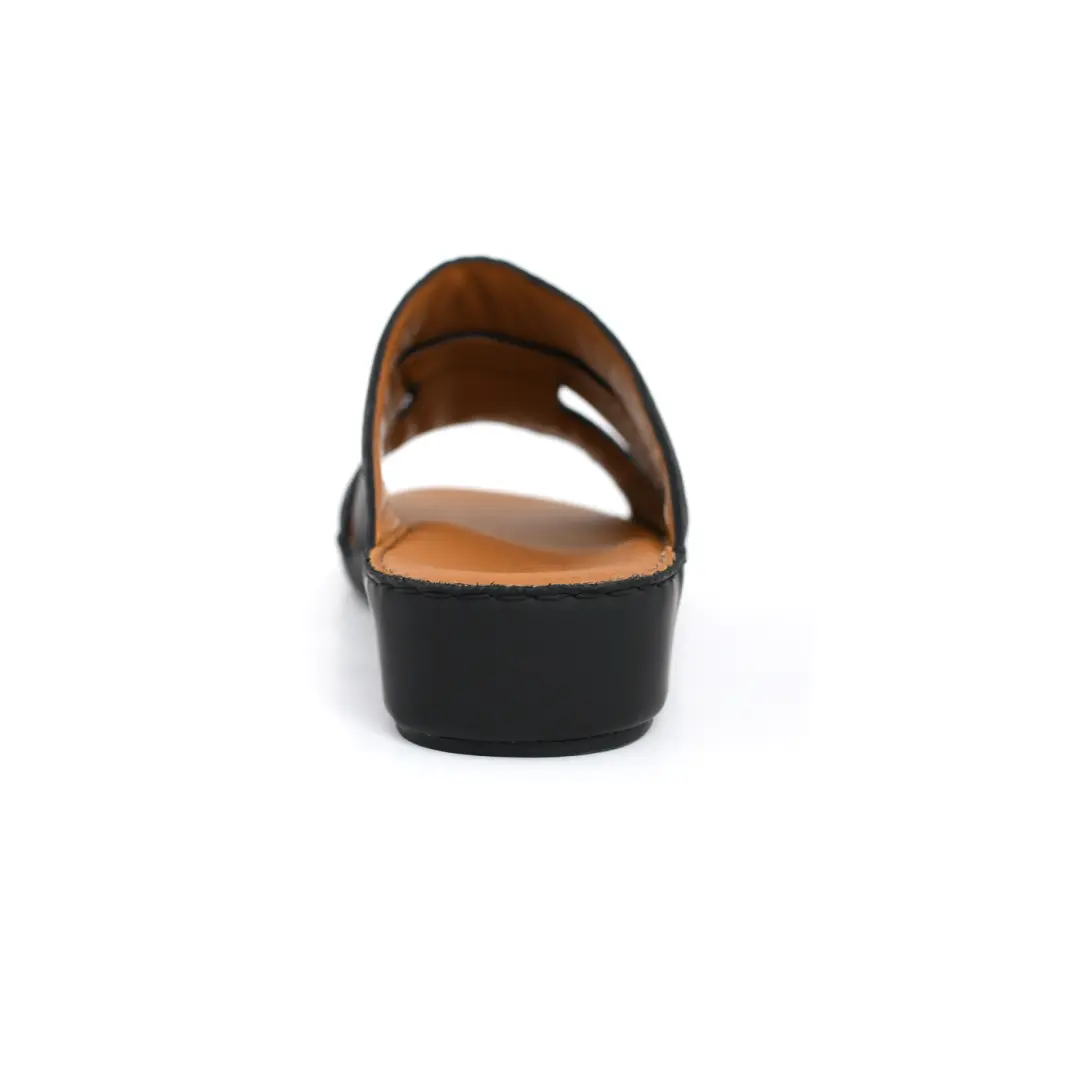 Modern Leather Slippers with Chic Pin