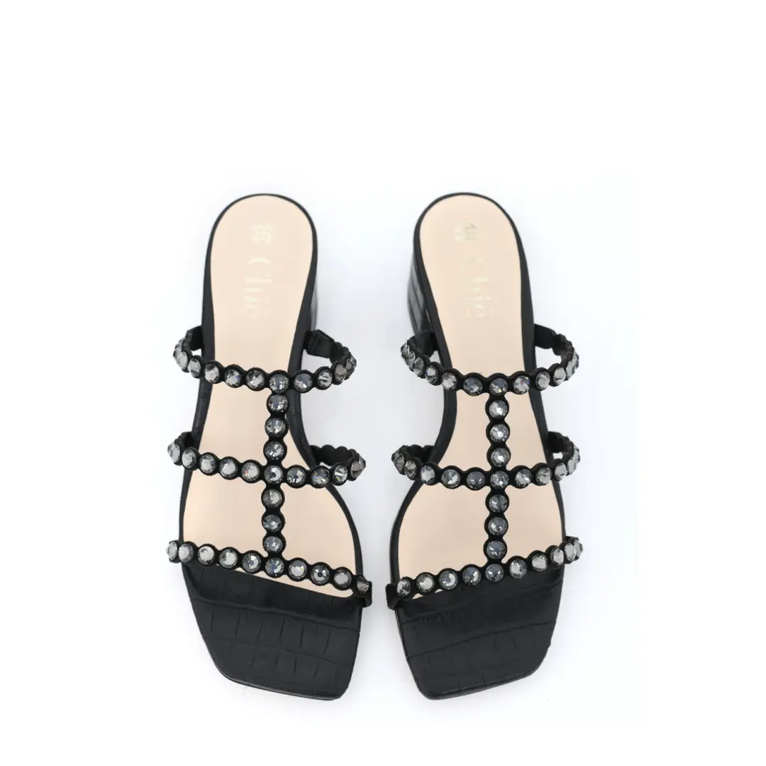 Classic Block Heel with Crystals