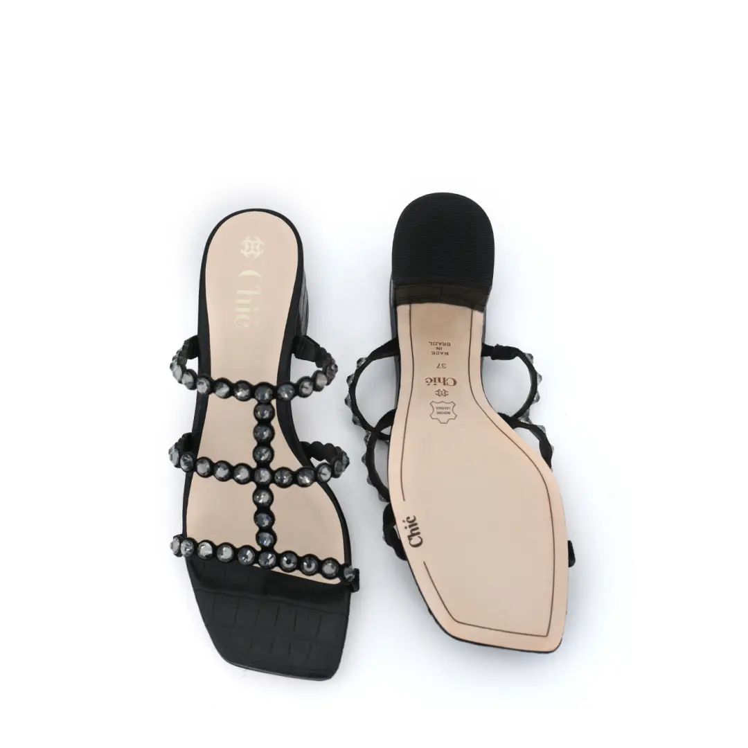 Classic Block Heel with Crystals