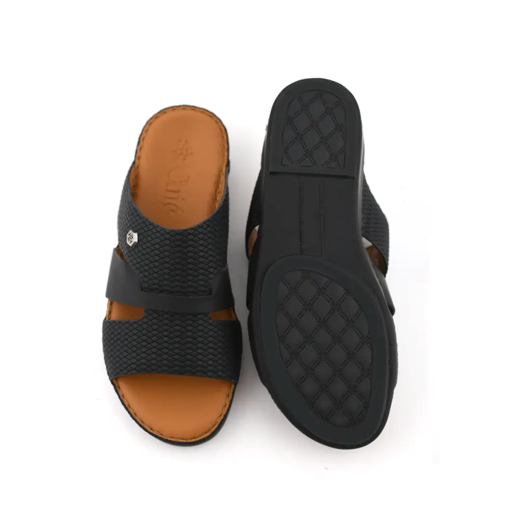 Modern Leather Slippers with Chic Pin