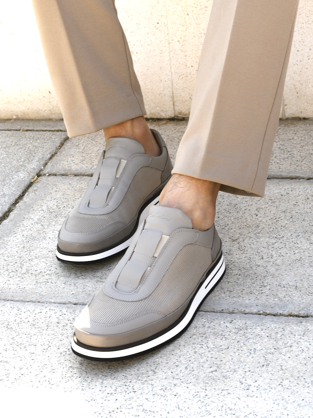 Italian Leather Casual Sneakers for Men