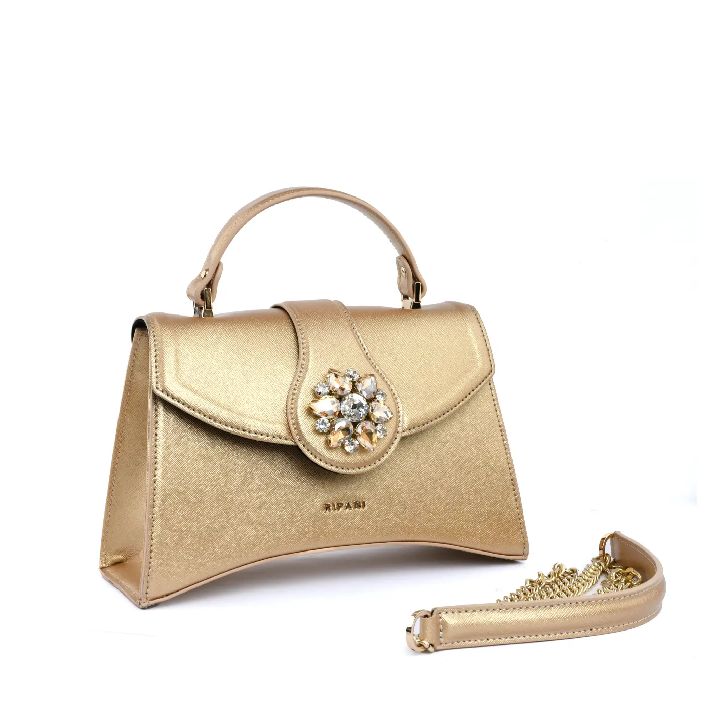 Metallic Saffiano Tap Handle Bag