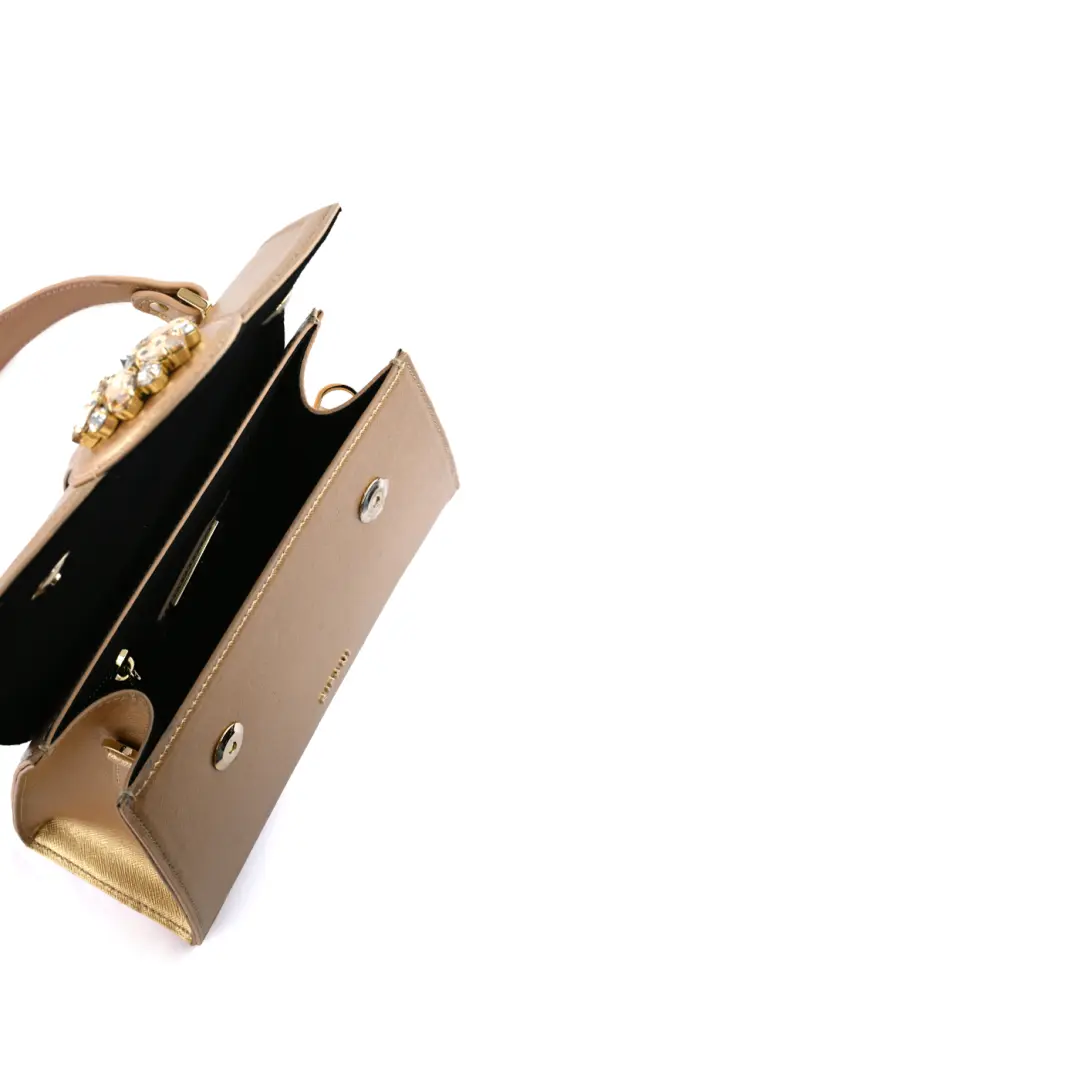 Metallic Saffiano Tap Handle Bag