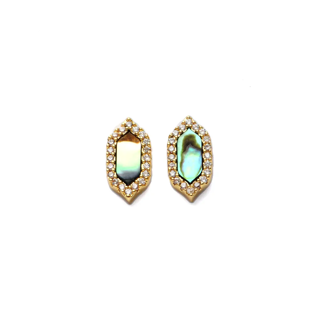 Safiya Hexagon Pave Earrings by Chic
