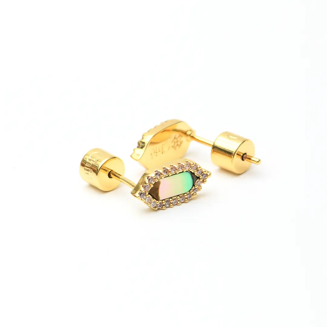 Safiya Hexagon Pave Earrings by Chic