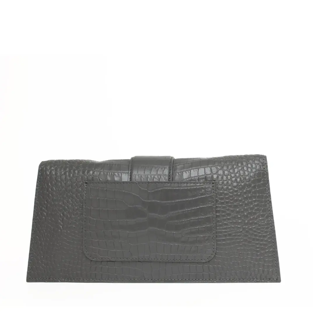 Croco Leather Baguette Bag