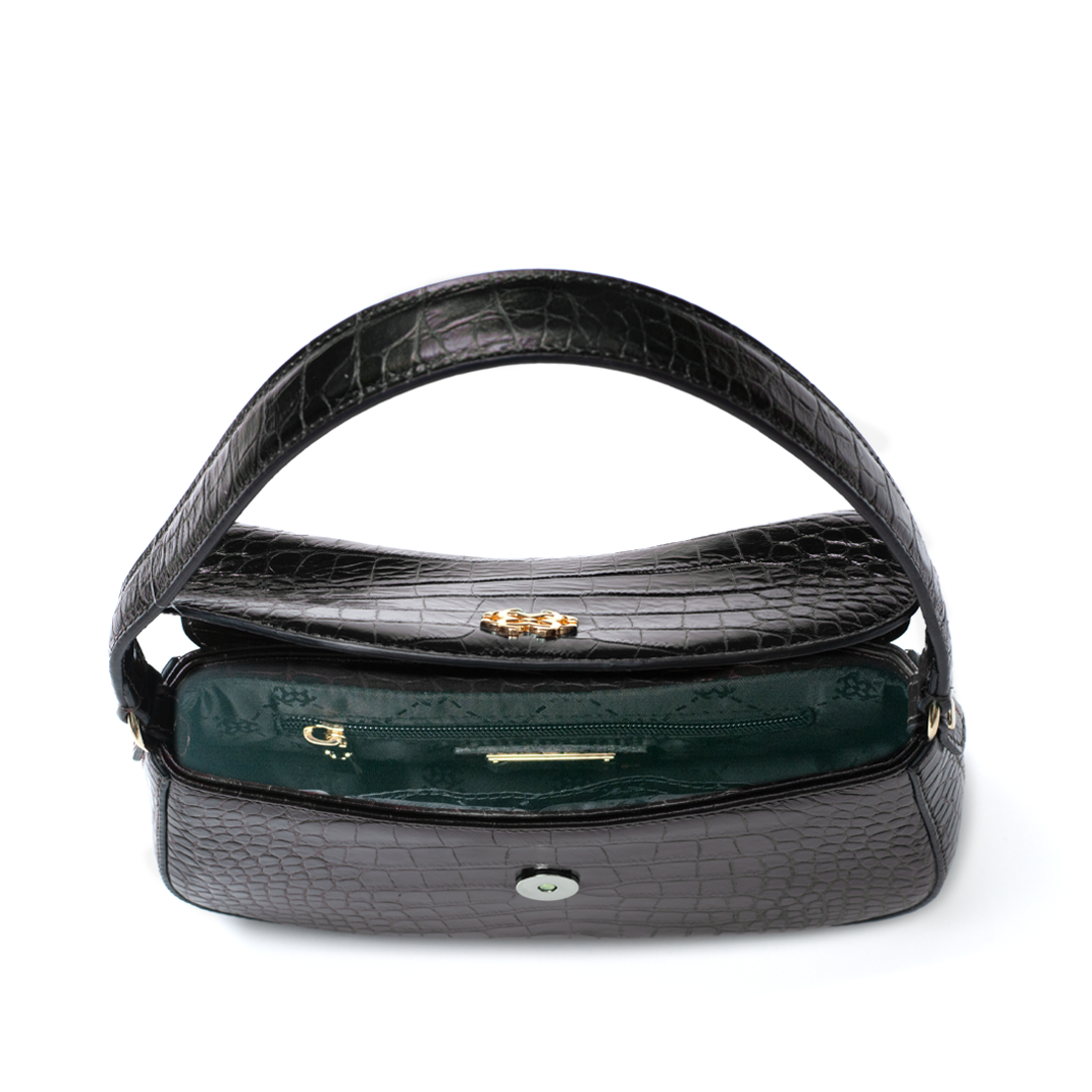 Genuine Calf Leather Croco Print Handbag for Women