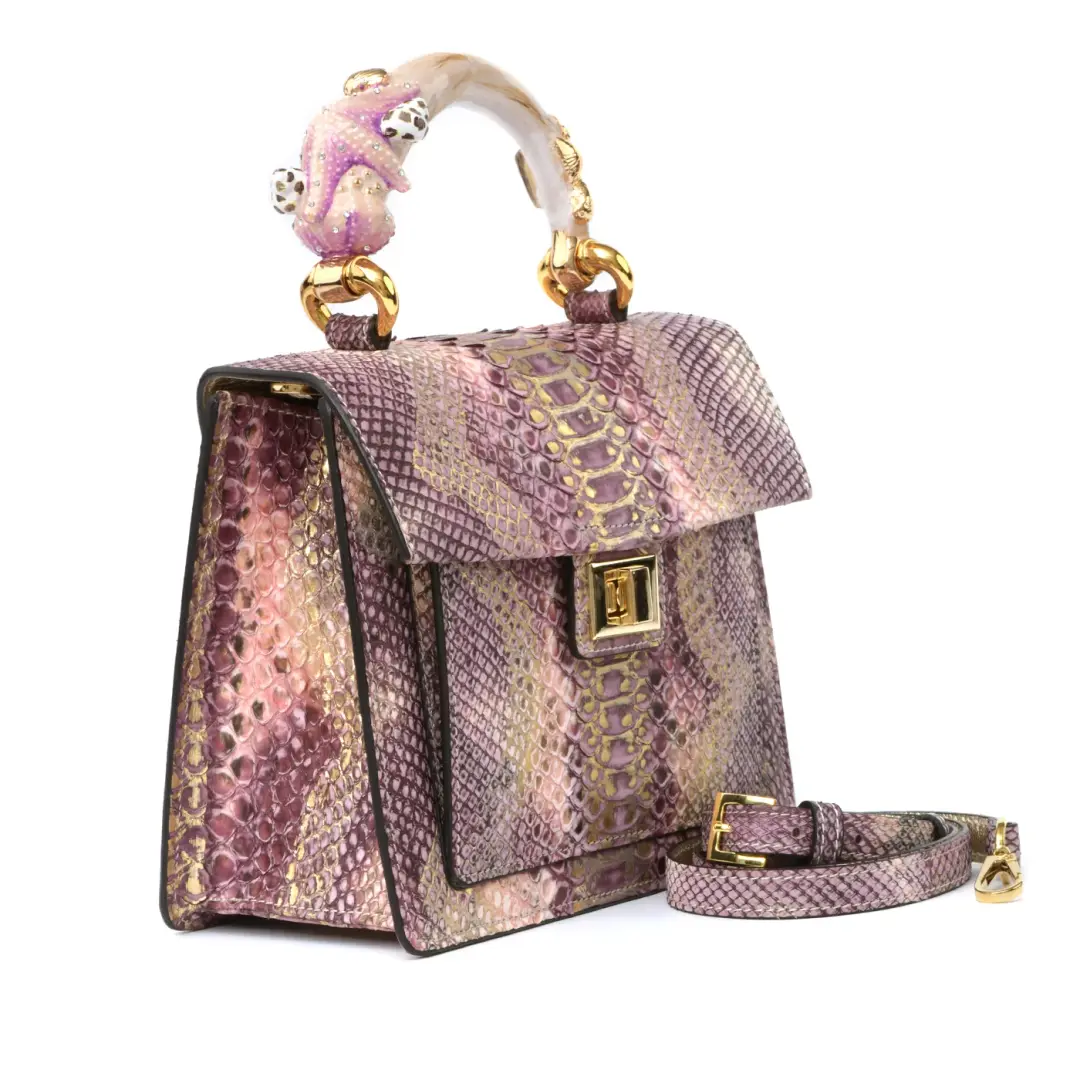 Luxury Genuine Python Leather Handbag
