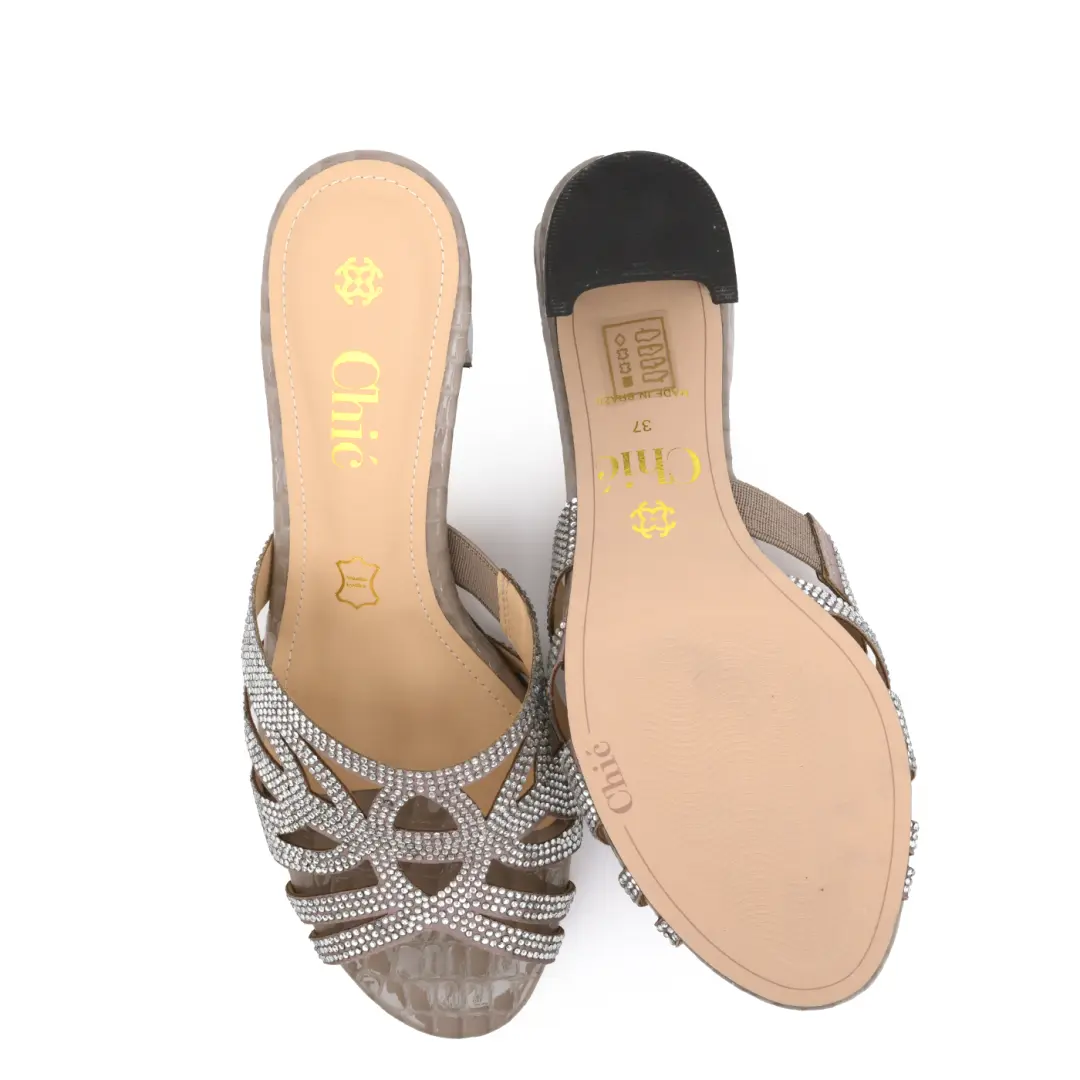 Crystal Block Heel Slippers
