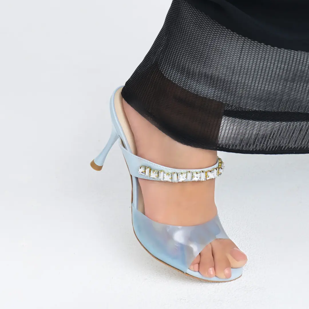 Vinyl Slippers With Crystal Embellishment