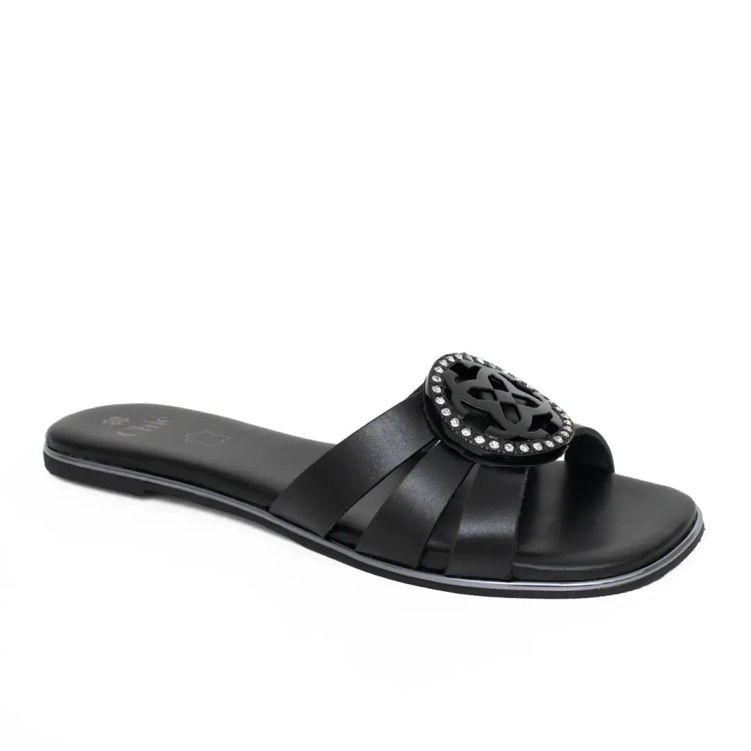 Chic Soft Nappa Leather Women Slipper