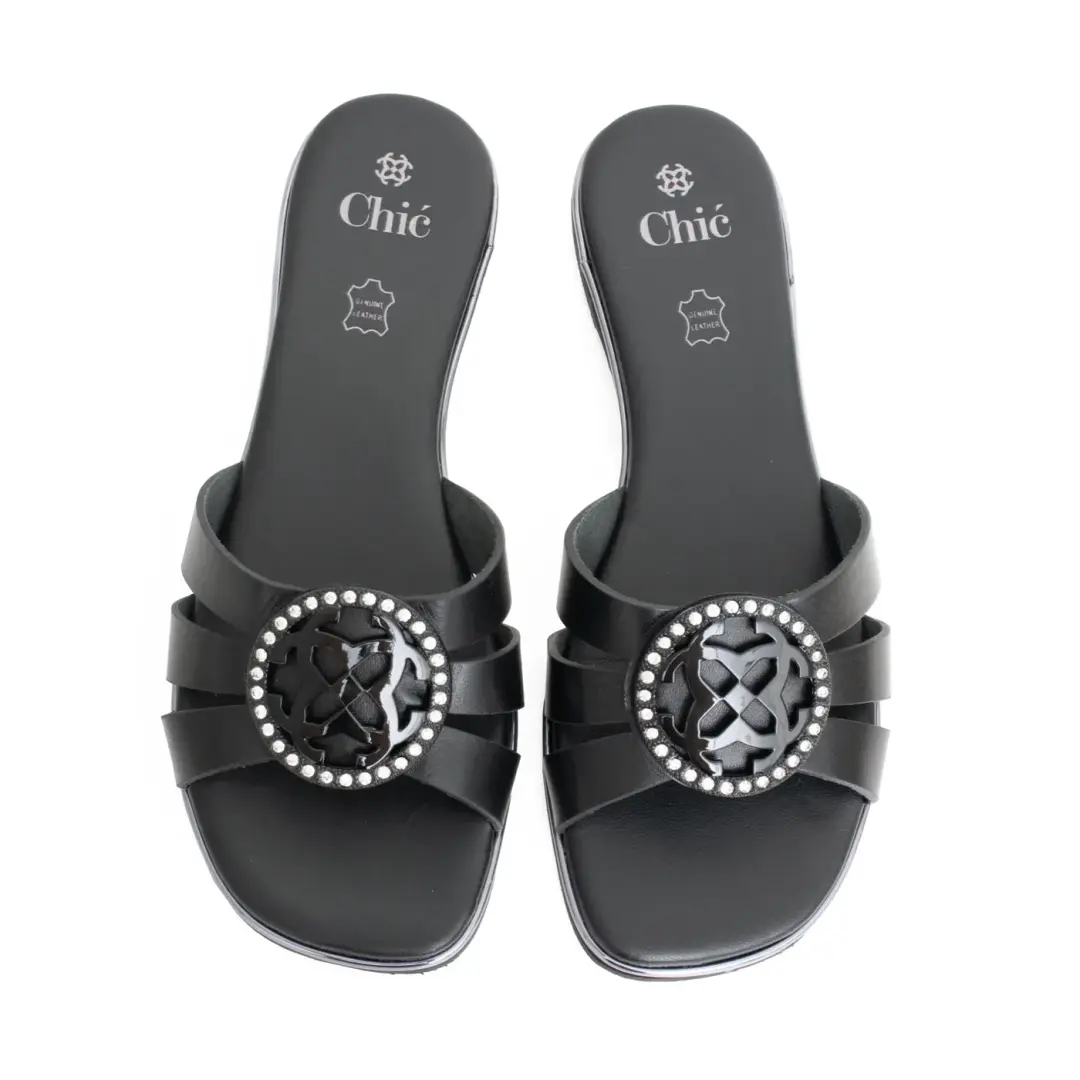 Chic Soft Nappa Leather Women Slipper
