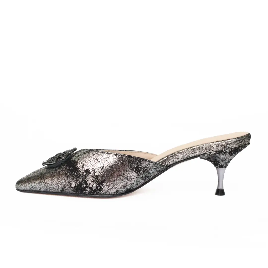 Nubuck Leather with Metallic Brush Effect