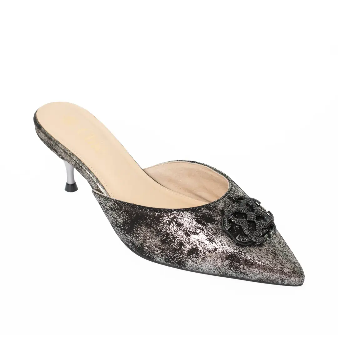 Nubuck Leather with Metallic Brush Effect