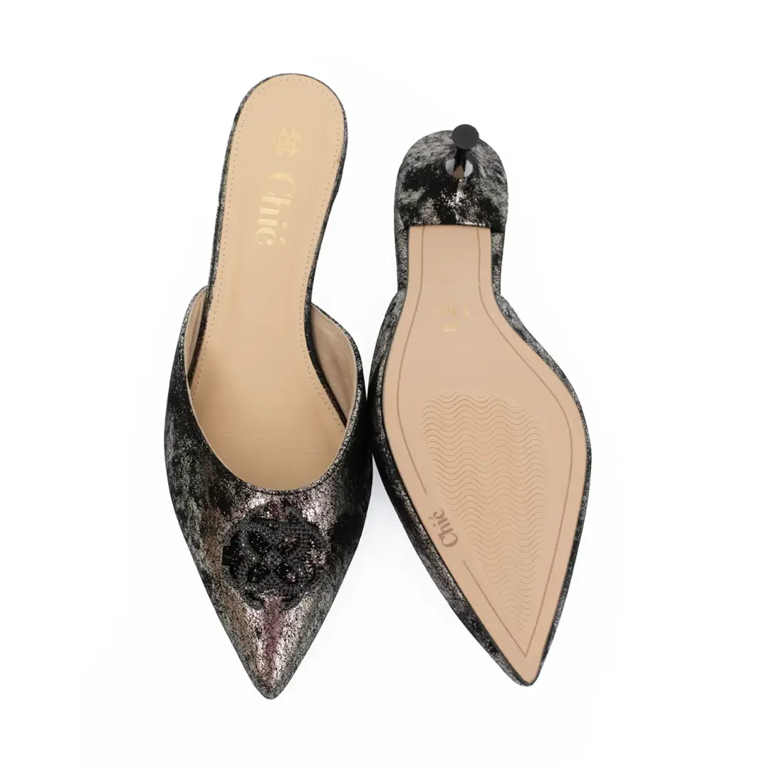 Nubuck Leather with Metallic Brush Effect