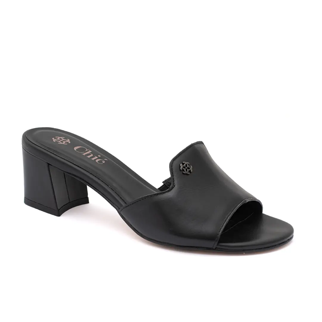 Chic Elegant Leather Block Heel