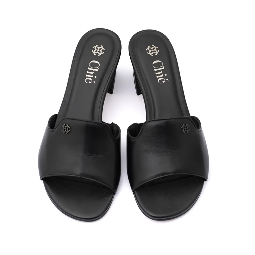 Chic Elegant Leather Block Heel