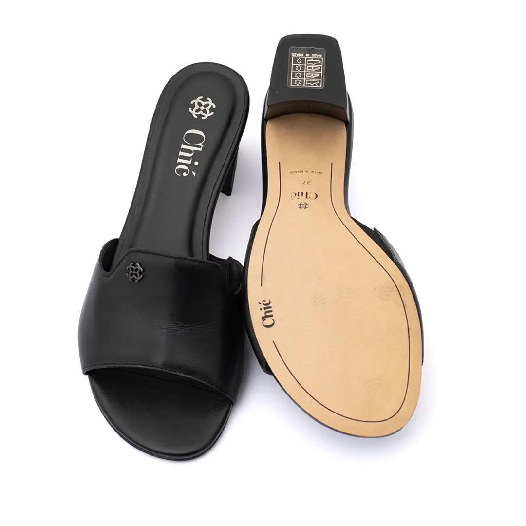 Chic Elegant Leather Block Heel
