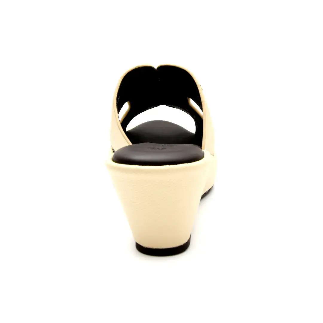 Chic Medium Wedge Slippers in Saffiano Leather