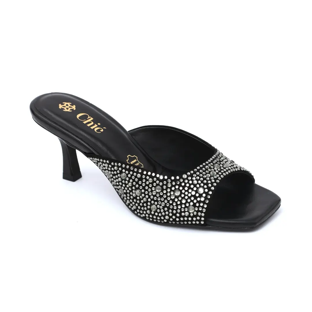 Chic Crystal Studded Monochrome Slipper