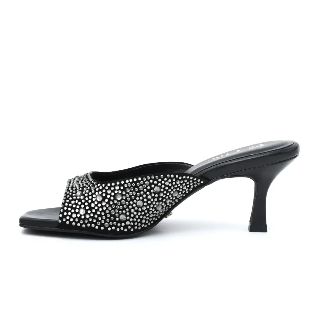 Chic Crystal Studded Monochrome Slipper
