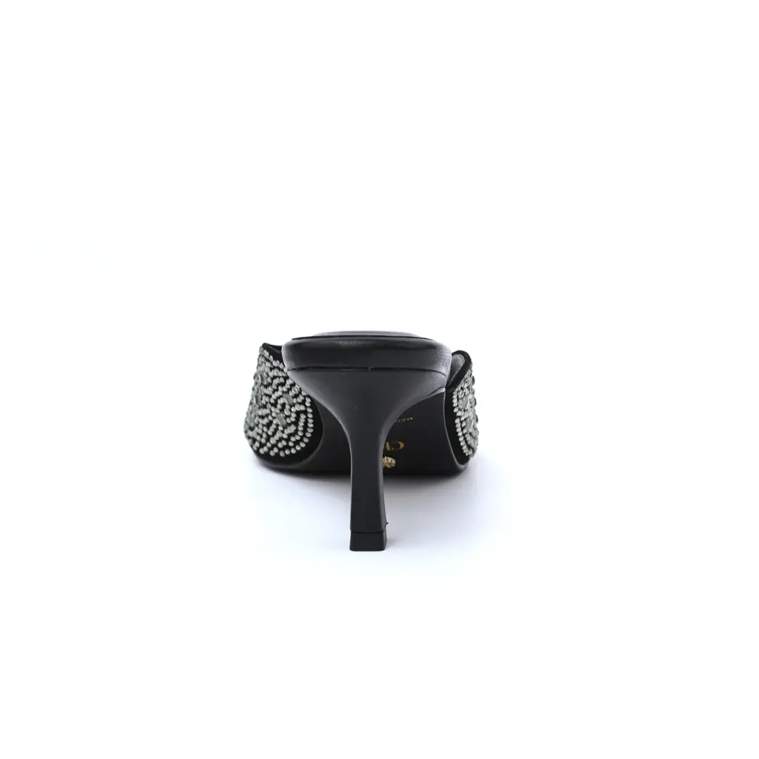 Chic Crystal Studded Monochrome Slipper
