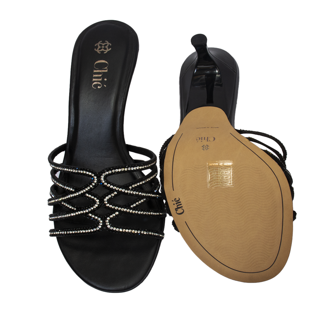Crystal Embellished Open-Toe Kitten Heel Slipper