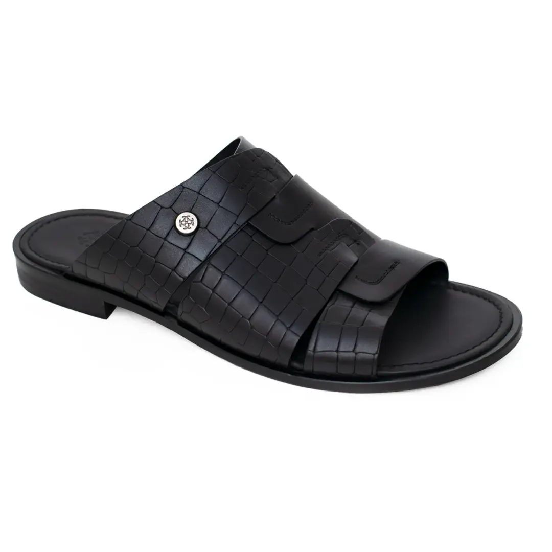 Chic Men's Croco Print Leather Slippers