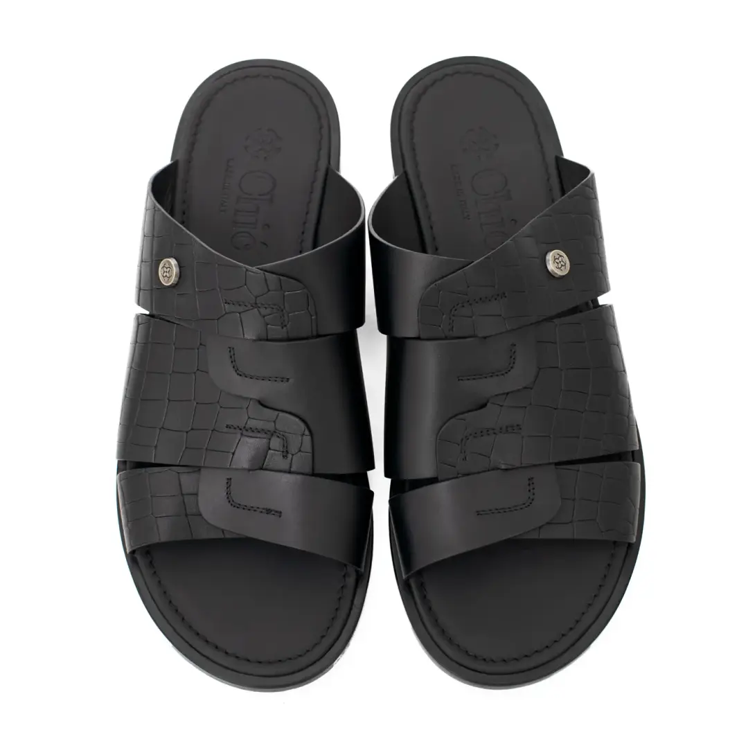 Chic Men's Croco Print Leather Slippers