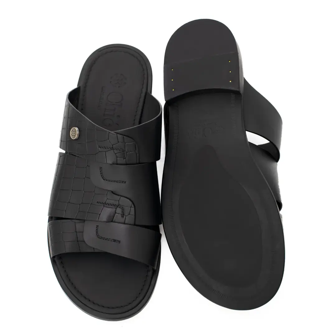Chic Men's Croco Print Leather Slippers