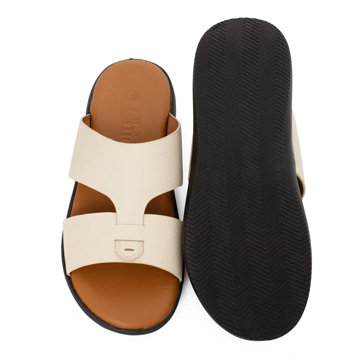 Men’s Saffiano Leather Flat Slippers