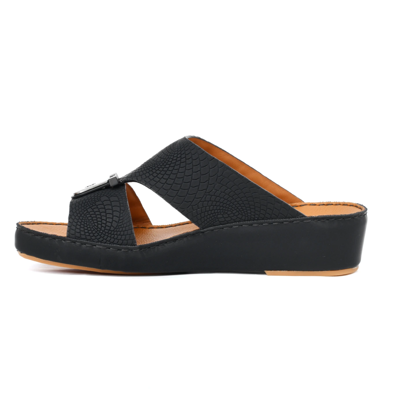 Classic Leather Arabic Slipper With Embossed Pattern