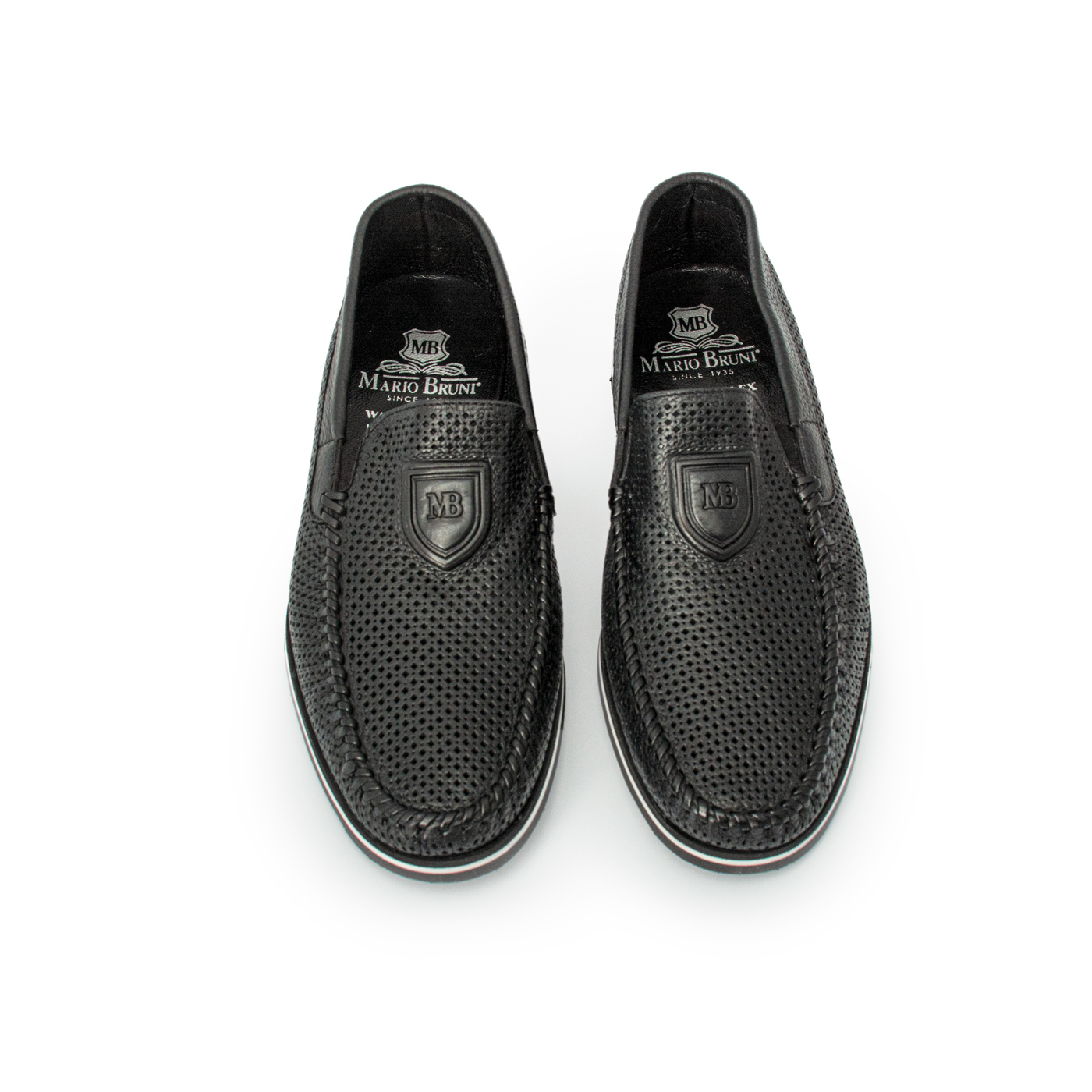 Elegant Italian Leather Perforated Loafers