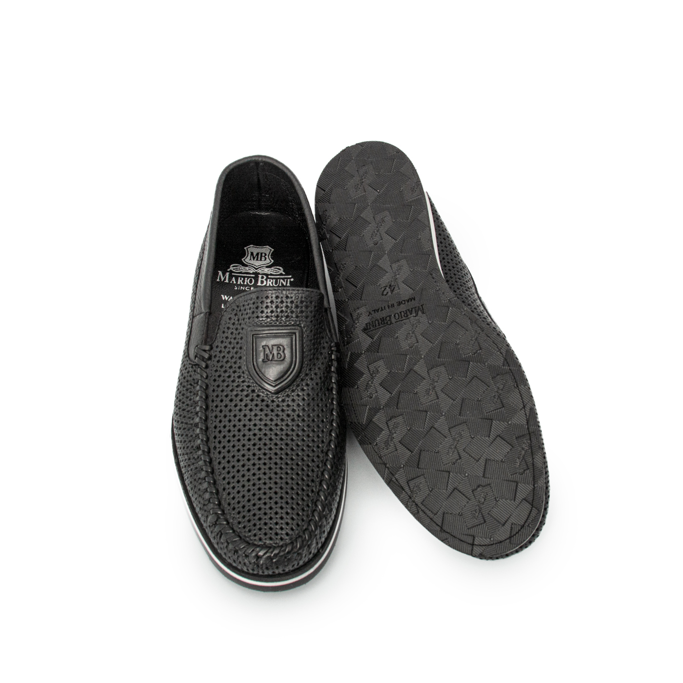 Elegant Italian Leather Perforated Loafers