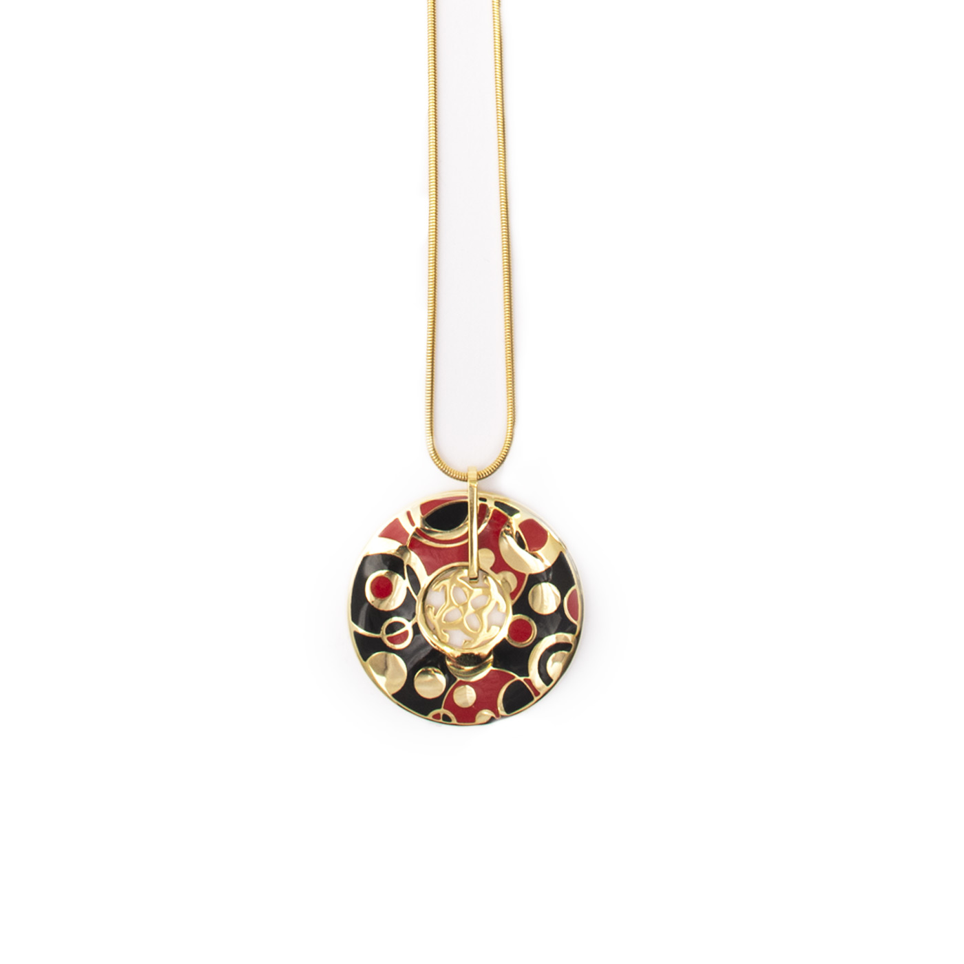 Exquisite Gold Plated Enamel Print Necklace for Ladies