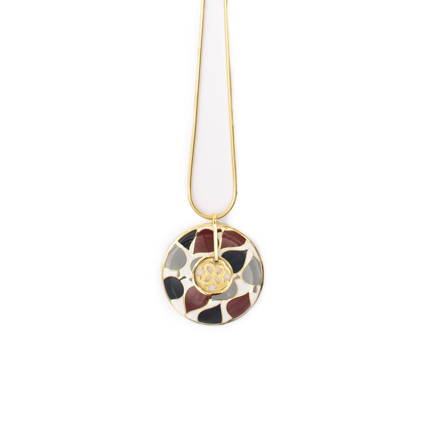 Exquisite Gold Plated Enamel Print Necklace by Chic