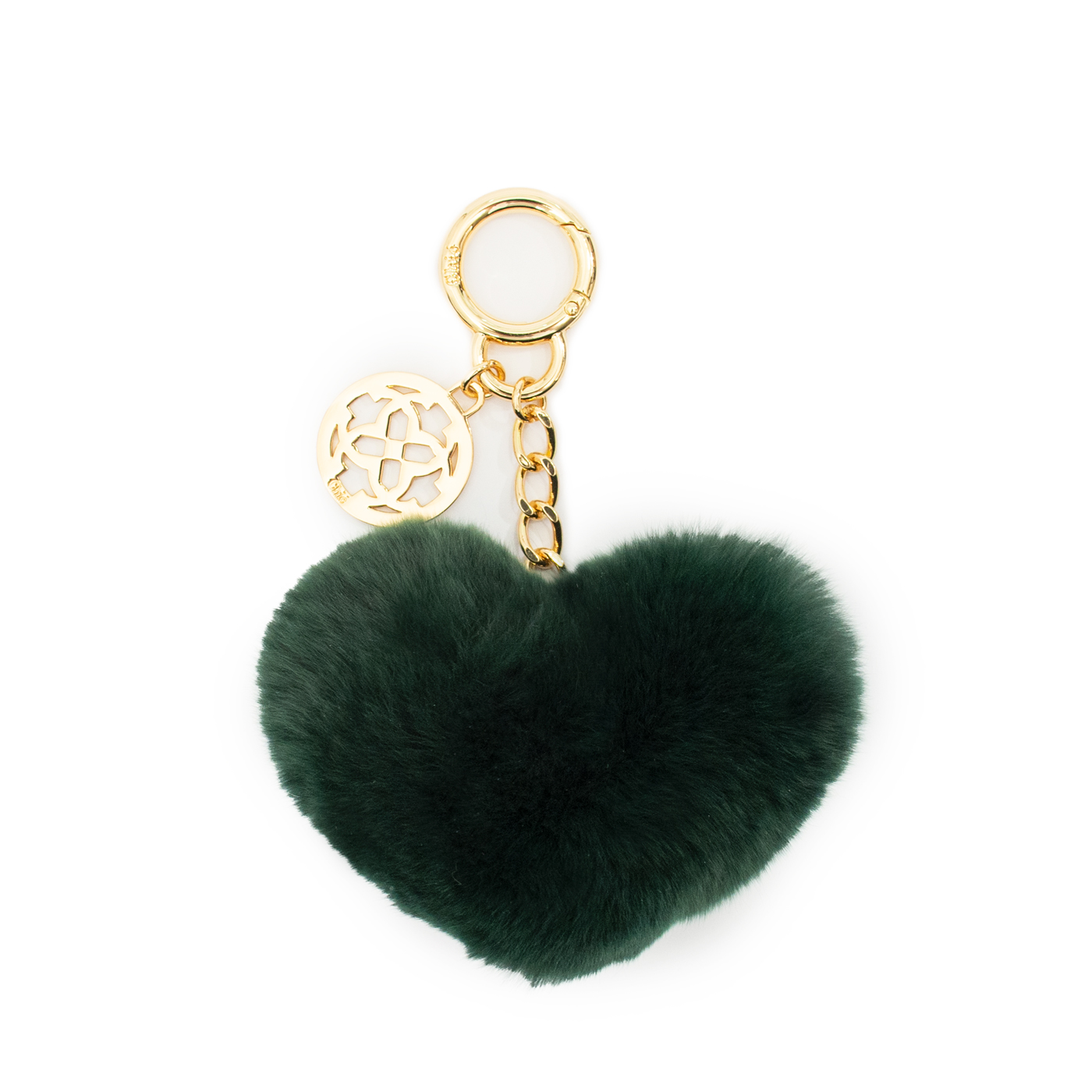 Elegant Green Heart Shaped Chic Pompom Bag Charms