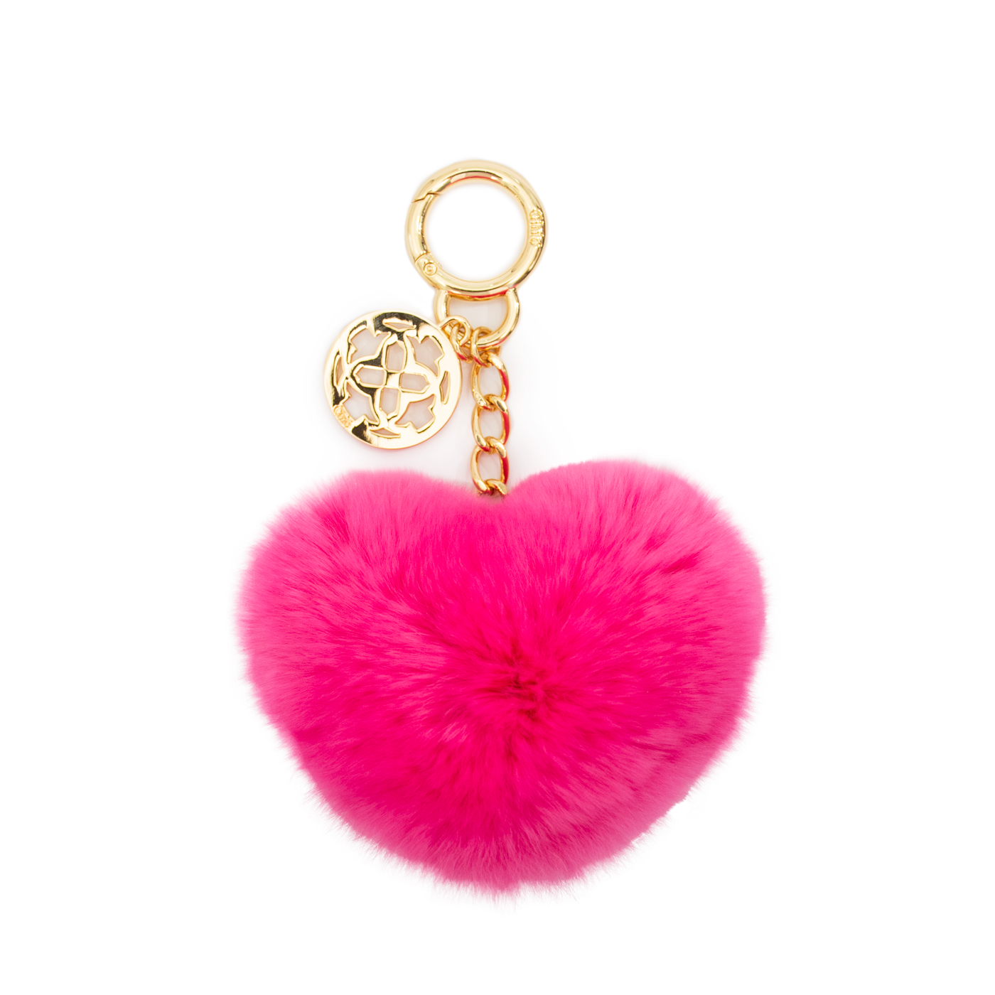 Elegant Pink Heart Shaped Chic Pompom Bag Charms
