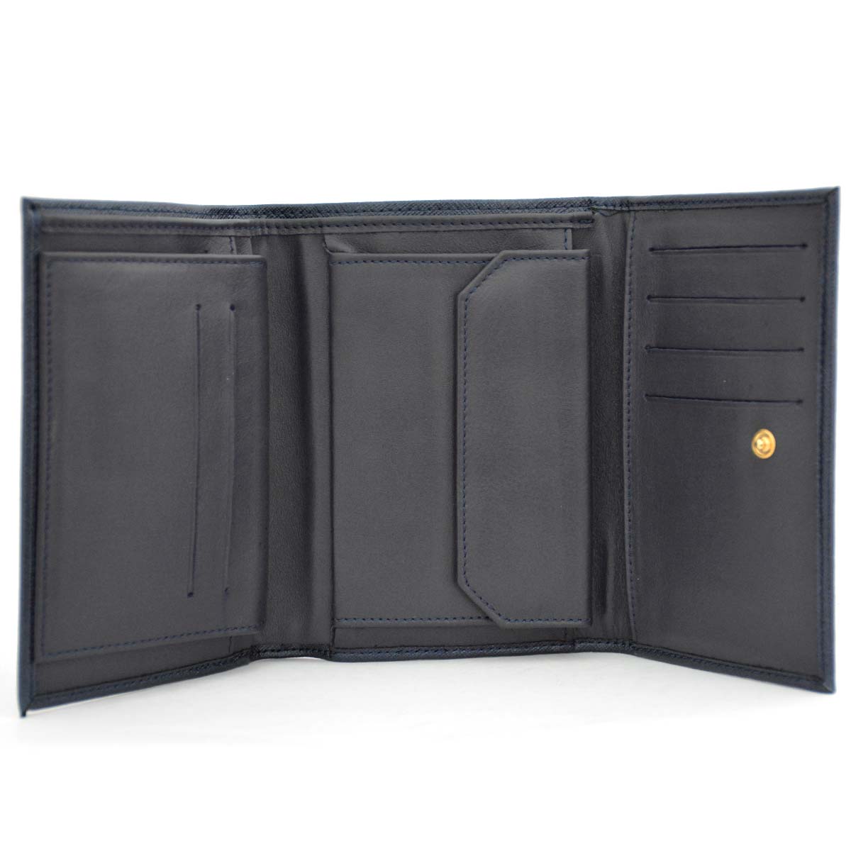 Exquisite Navy Leather Women Trifold Wallet