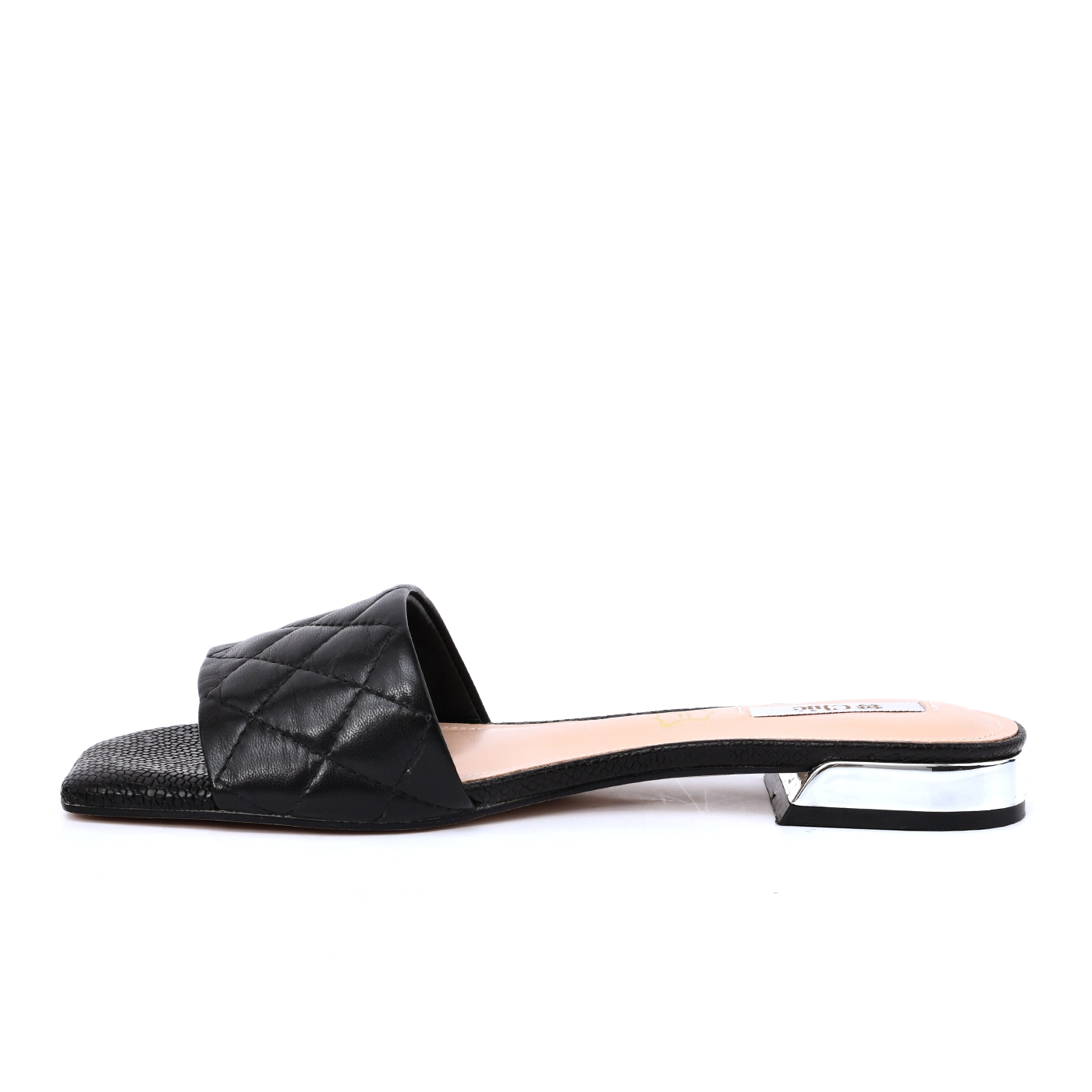 Quilted Wide Strap Flat Slipper By Chic