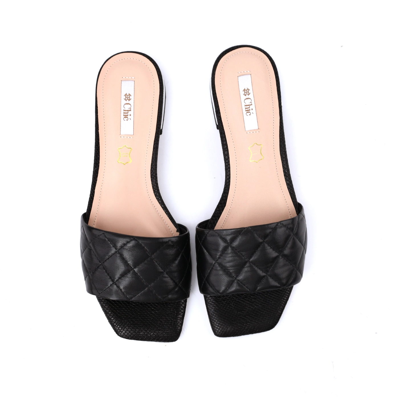 Quilted Wide Strap Flat Slipper By Chic