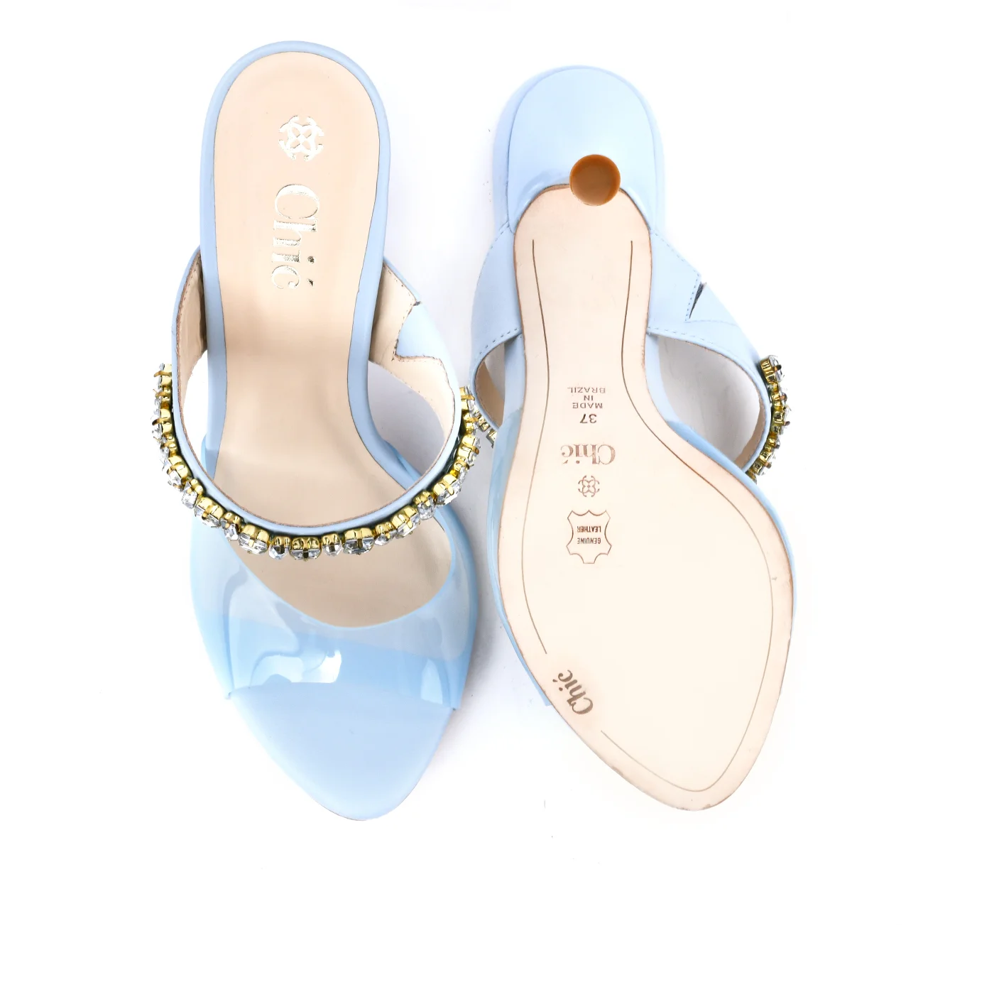 Vinyl Slippers With Crystal Embellishment
