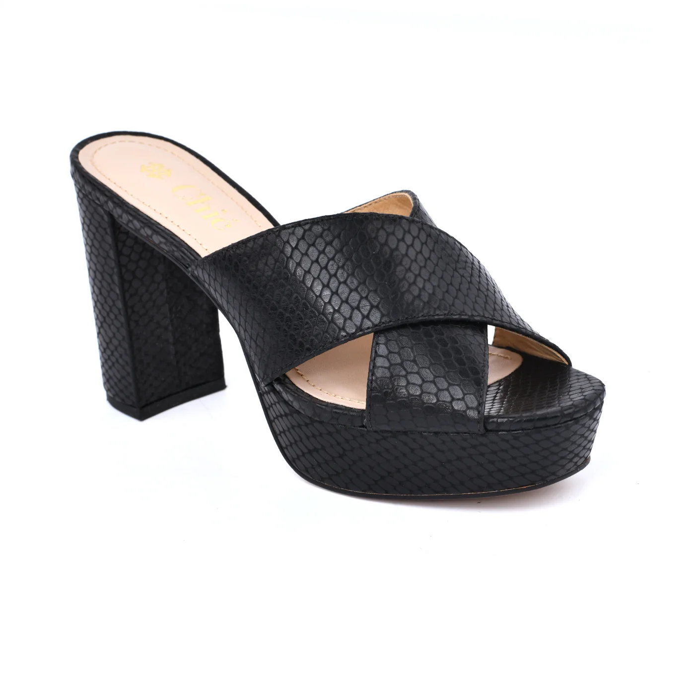 Chic Classic Cross Leather Upper Slipper for Ladies